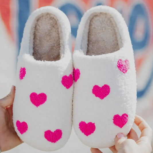 Pink Hearts Valentine's Cozy Slippers