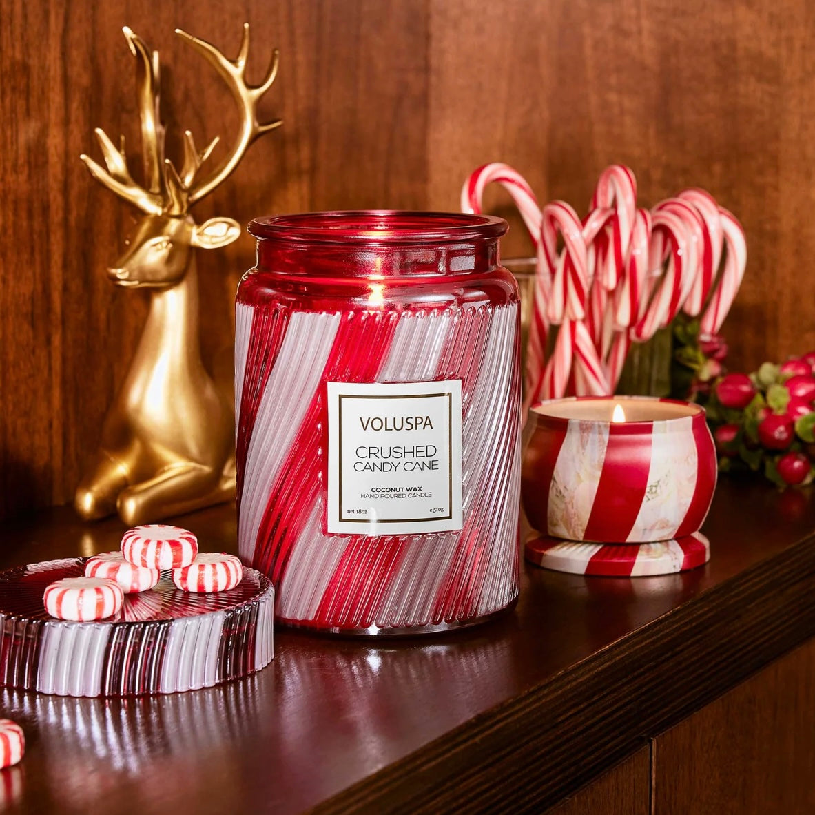 Voluspa Crushed Candy Cane Large Jar Candle