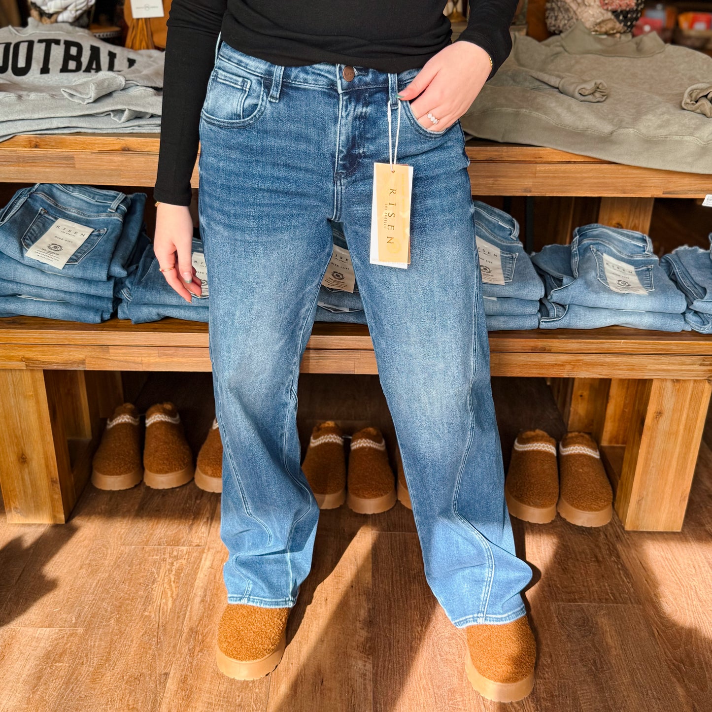 Risen Dark Wash Slouchy Barrel Jeans