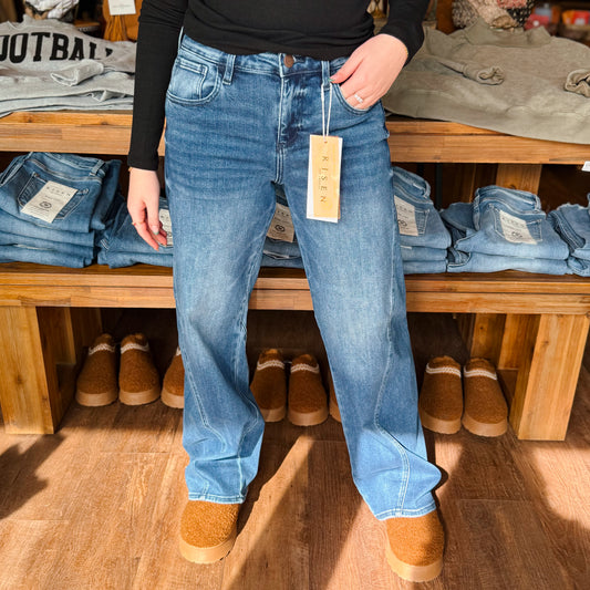 Risen Dark Wash Slouchy Barrel Jeans