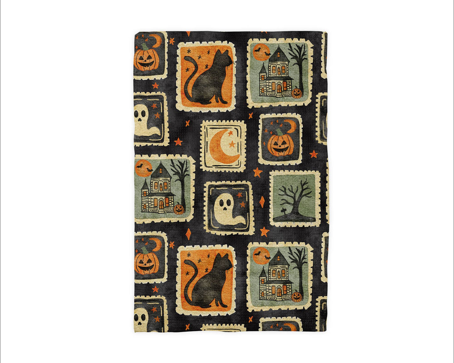 Halloween Ghost Stamp Kitchen Towel Waffle