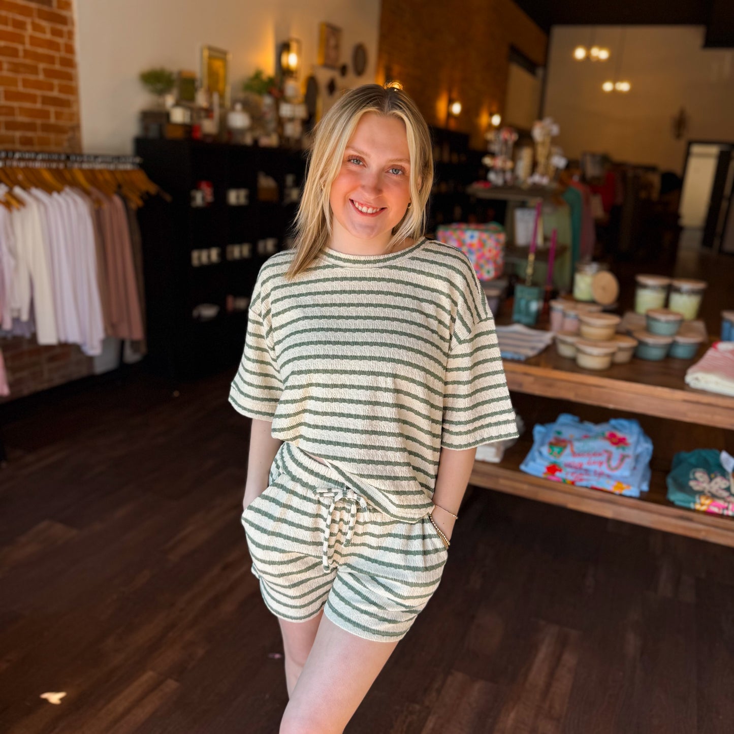 Stripe Short Sleeve Tee & Shorts Set