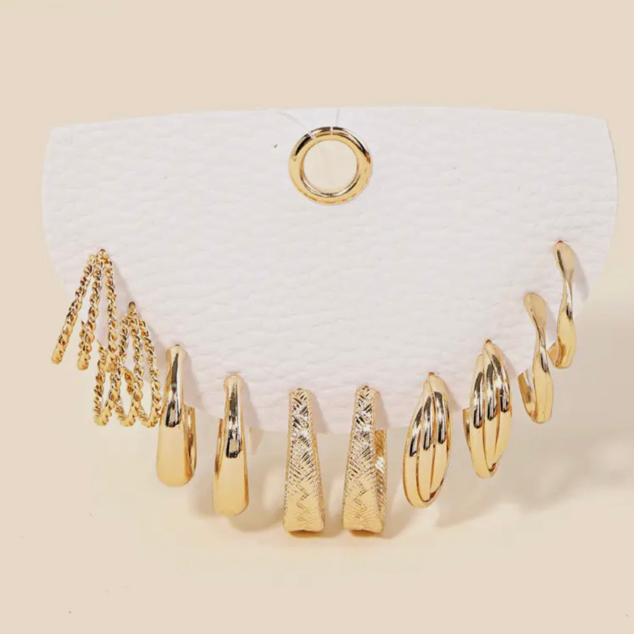 Five Pair Assorted Hoop Earrings Set