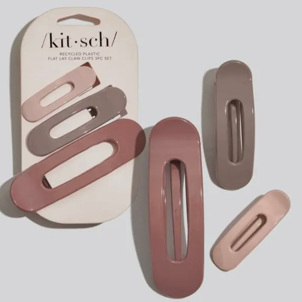 Kitsch Flat Lay Claw Clip 3pc Flat - Ultra Glossy Terracotta