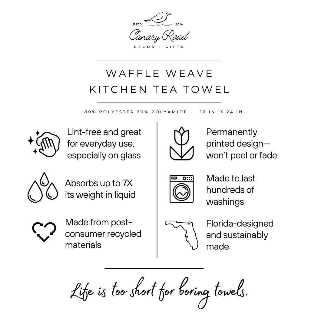 Fall Floral Stripe Kitchen Towel Waffle