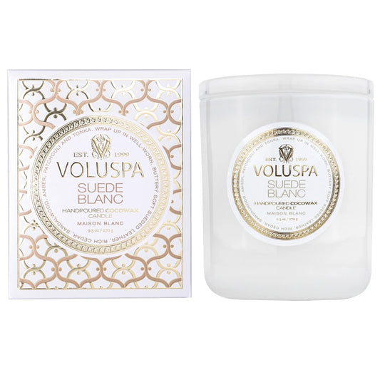 Voluspa Suede Blanc Classic Boxed Candle