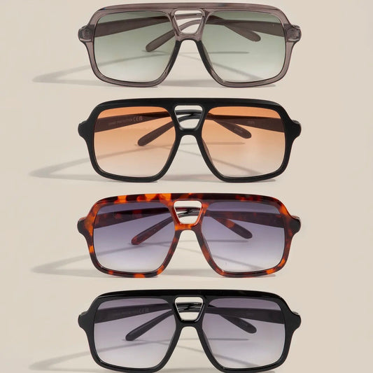 Large Acetate Frame Retro Aviator Sunglasses