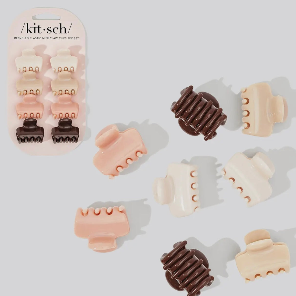 Kitsch Recycled Plastic Mini Cloud Claw Clips 8pc Set - Rosewood