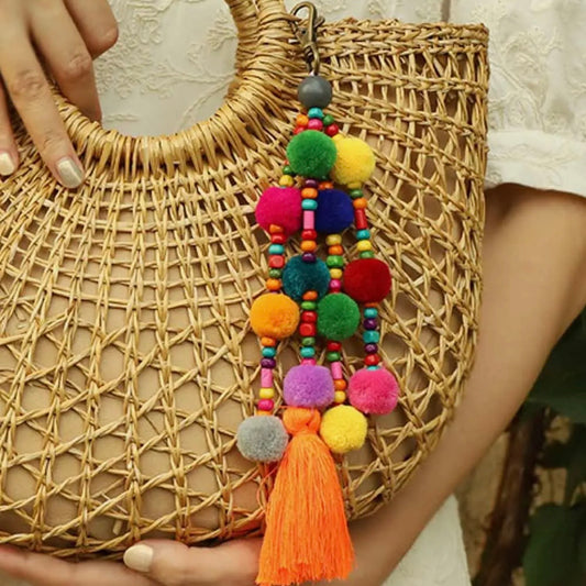 Vintage Bohemian Pom-Pom Tassel Bag Charm