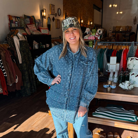 Washed Denim Textured Button Down