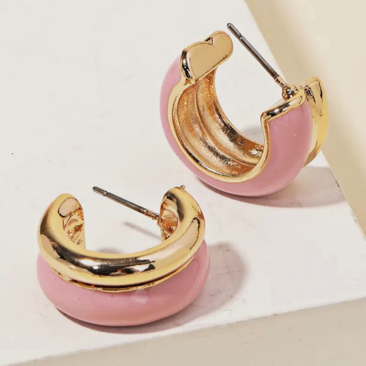 Mini Enamel Hoop Earrings