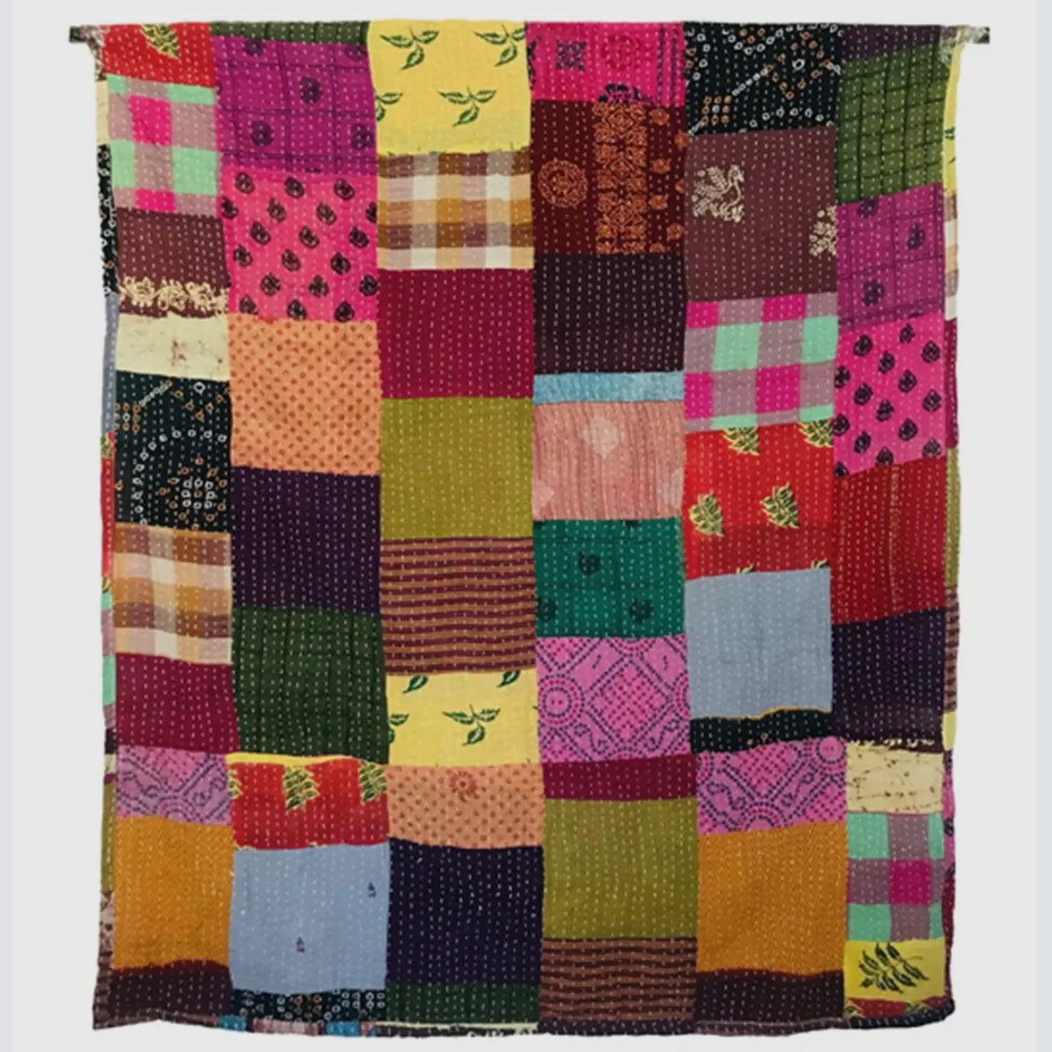 Cotton Kantha Throw Blanket