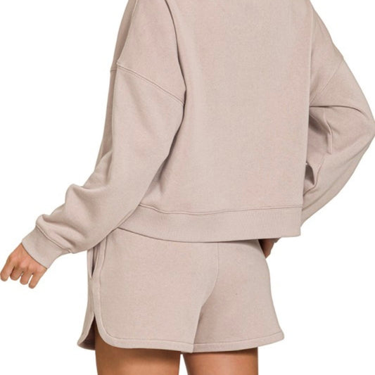 Fleece Long Sleeve Sweatshirt & Shorts Set