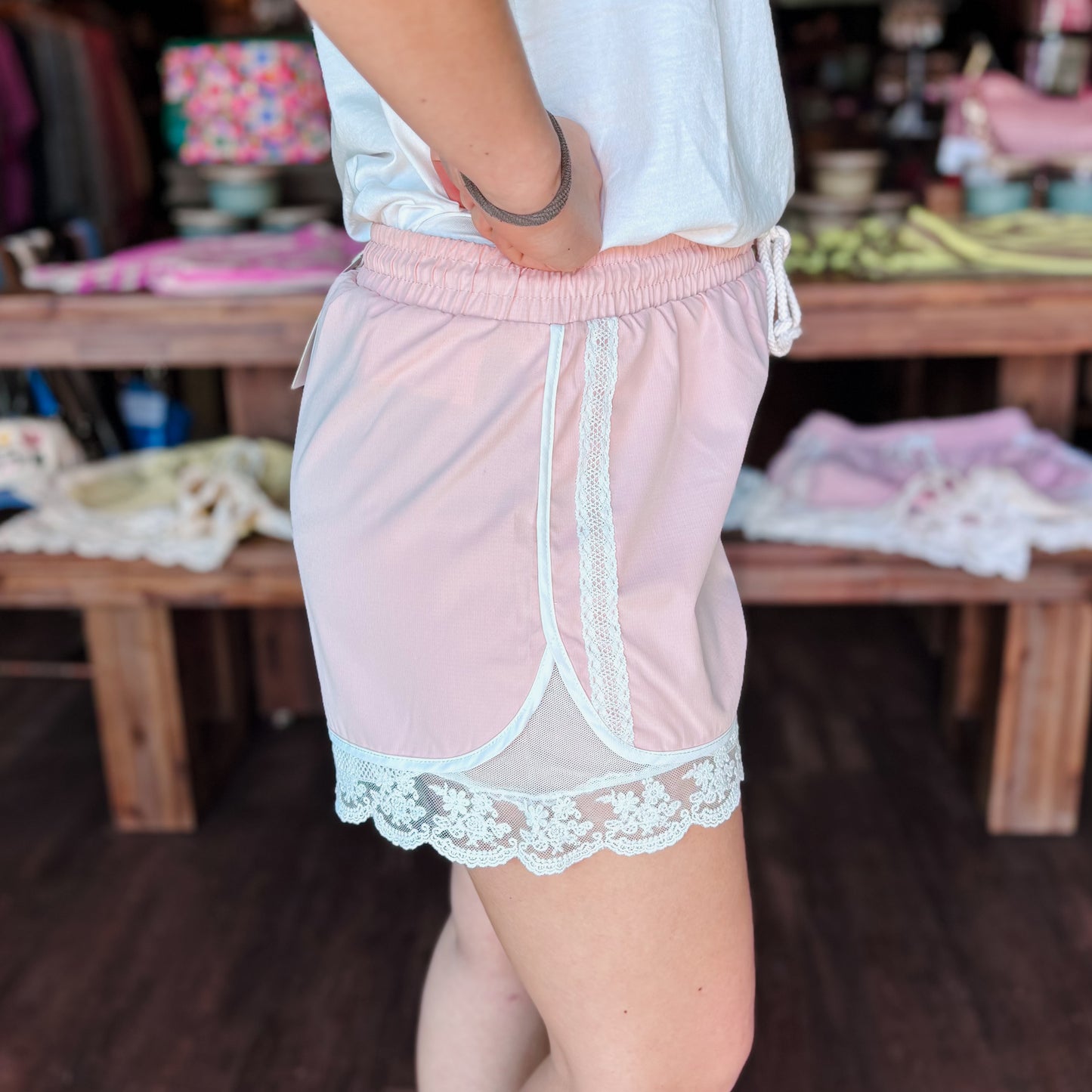 Lace Trim Active Shorts