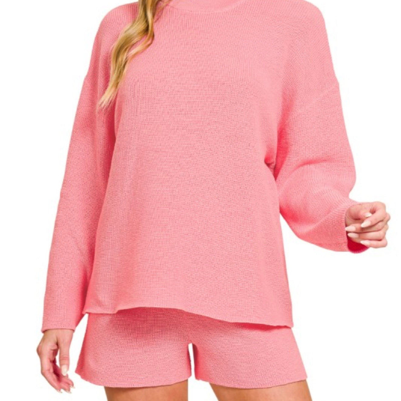 Round Neck & Shorts Sweater Set