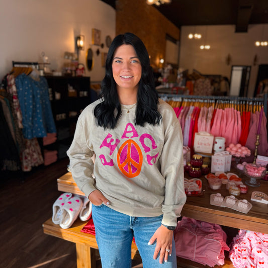 Peace Sign Sand Graphic Crewneck