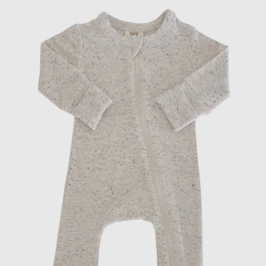 Dove Speckle 2-Way Zip Romper