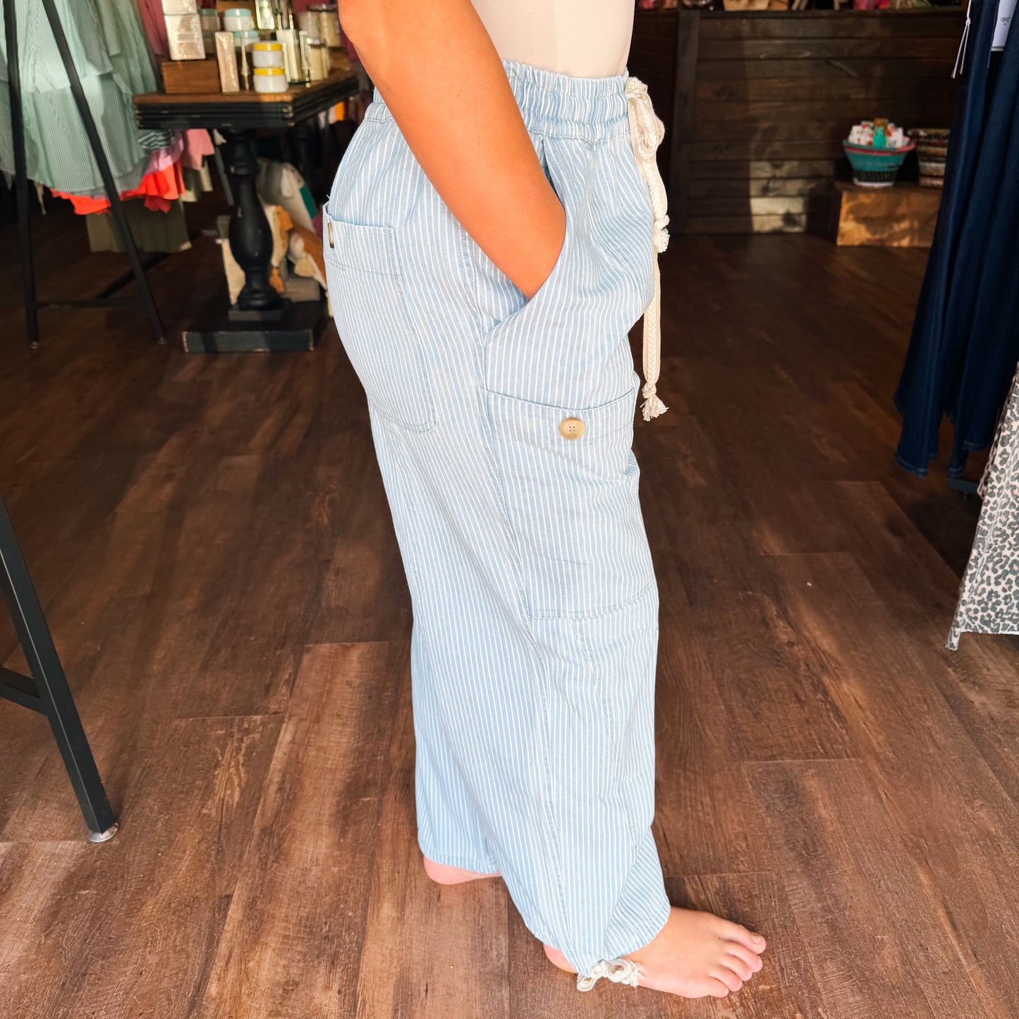 Denim Stripe Flex Cargo Pants