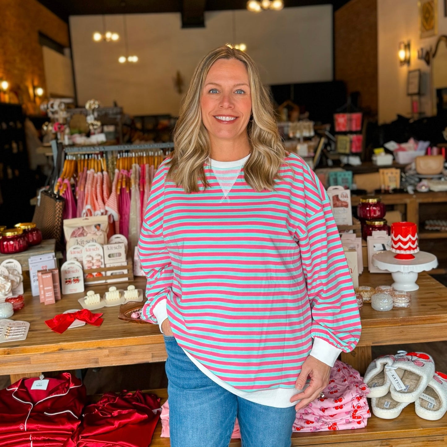 Multi Color Striped Crewneck