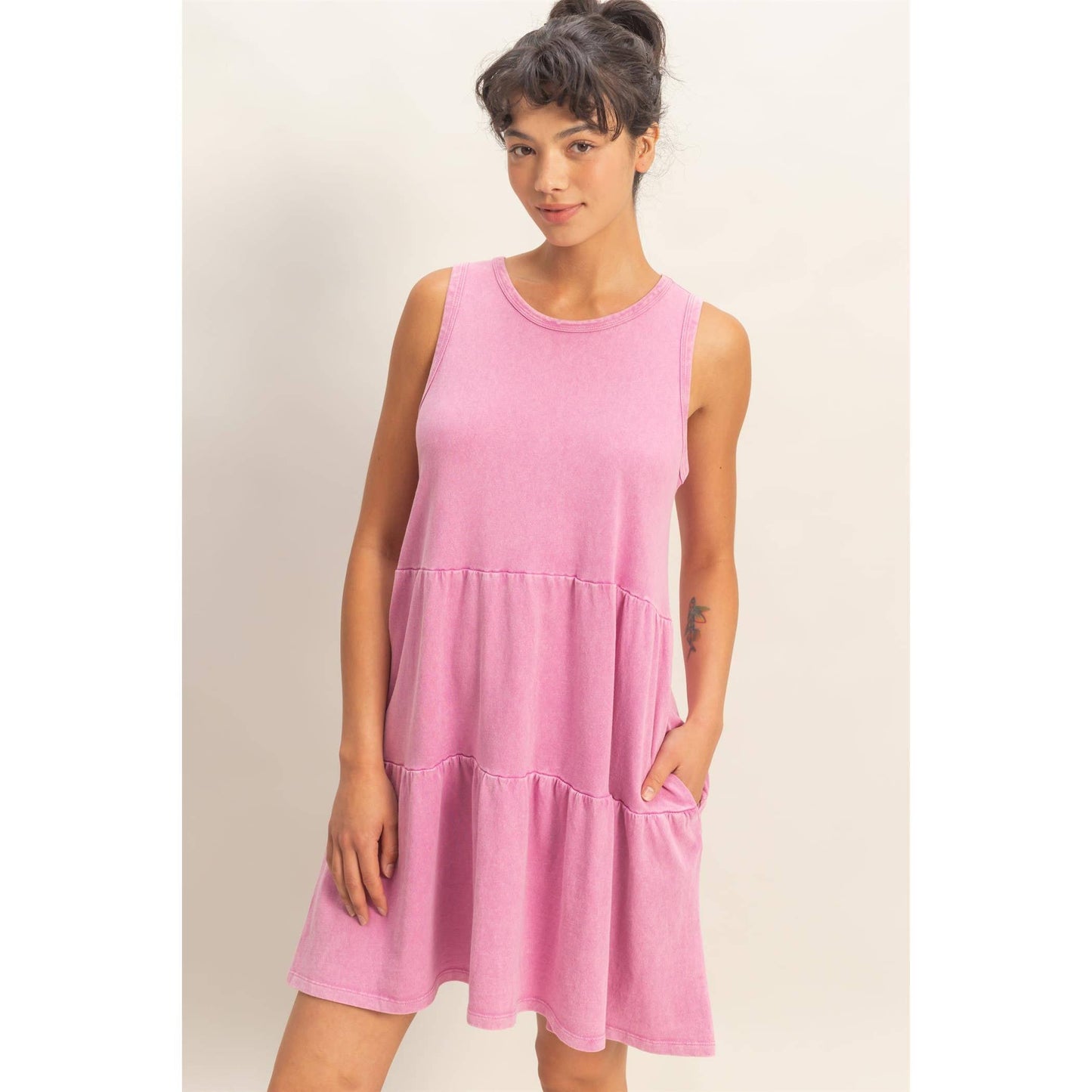 Sleeveless Crewneck Tiered Mini Dress