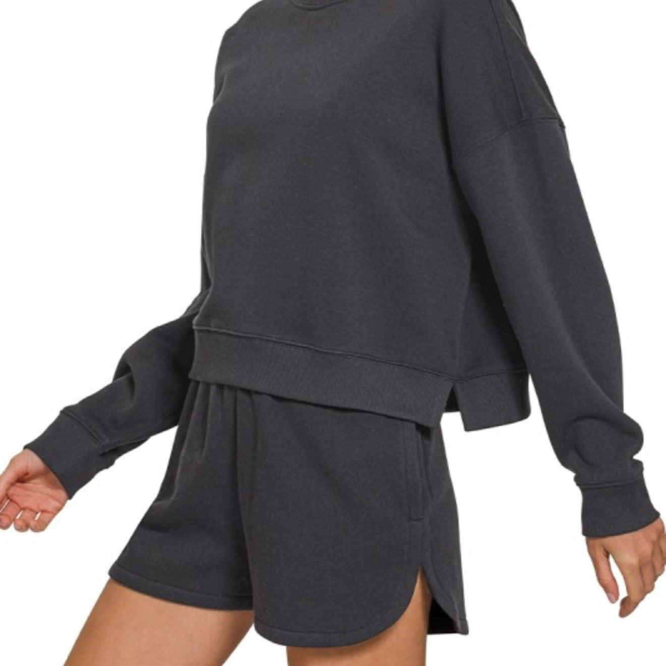 Fleece Long Sleeve Sweatshirt & Shorts Set