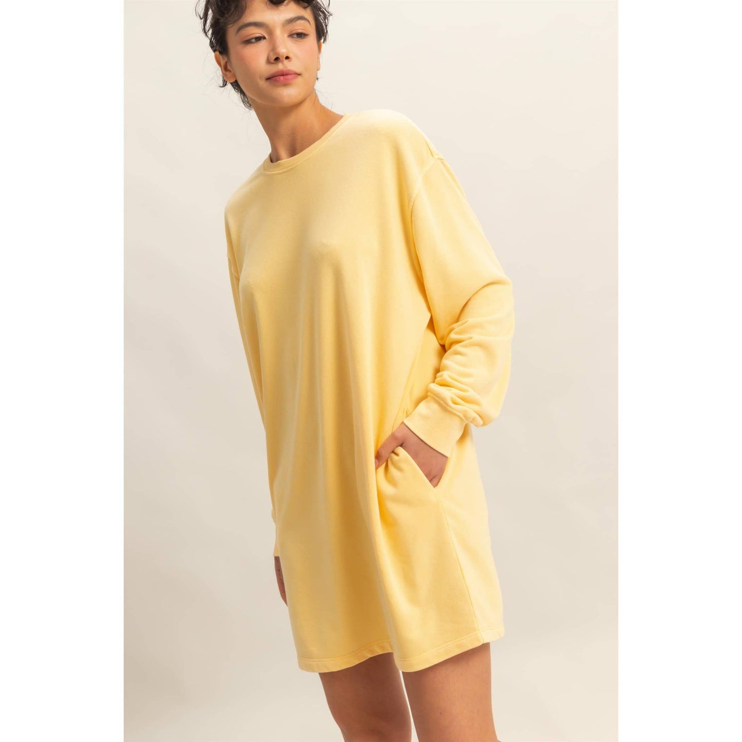 Long Sleeve Oversized Mini Dress Crewneck