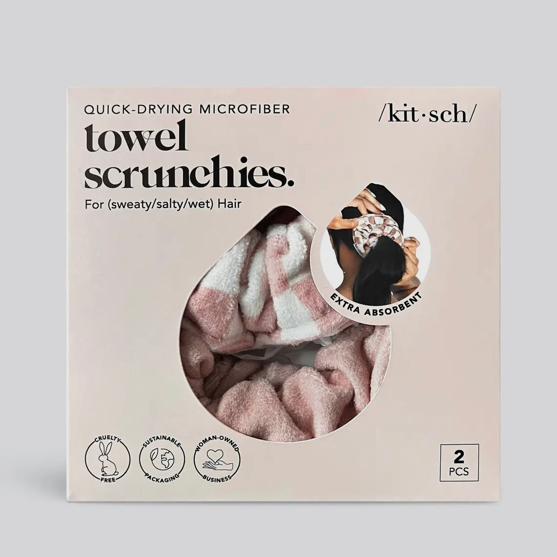 Kitsch Microfiber Quick-Dry Towel Scrunchie 2pc