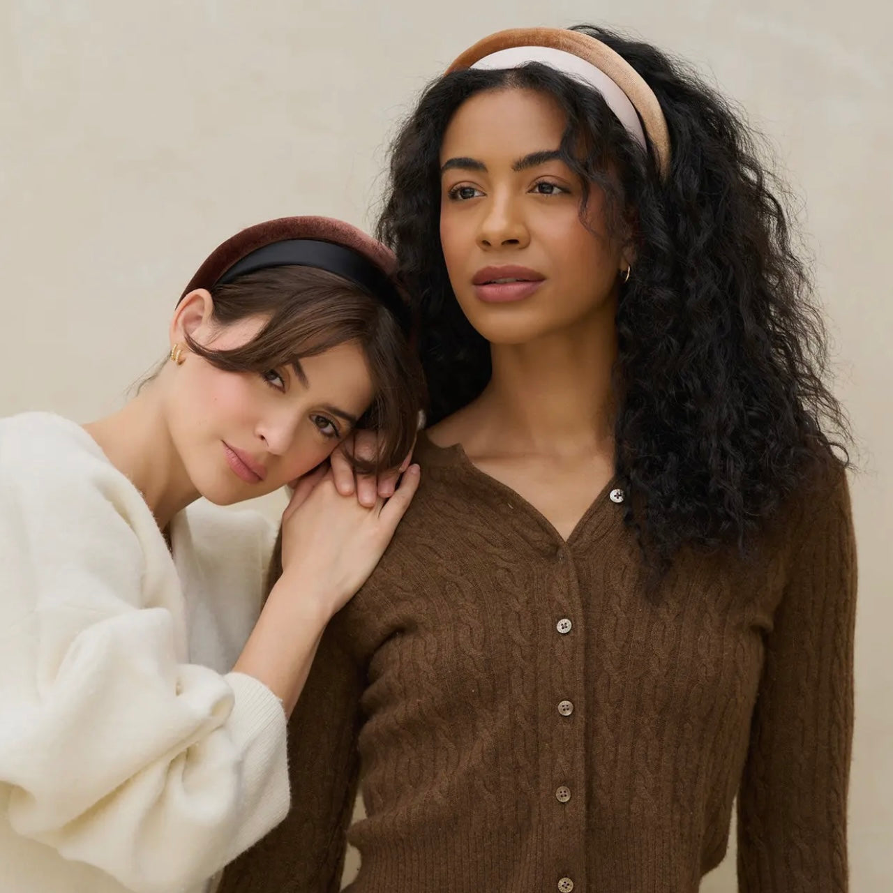 Cream & Camel Satin & Velvet Headbands