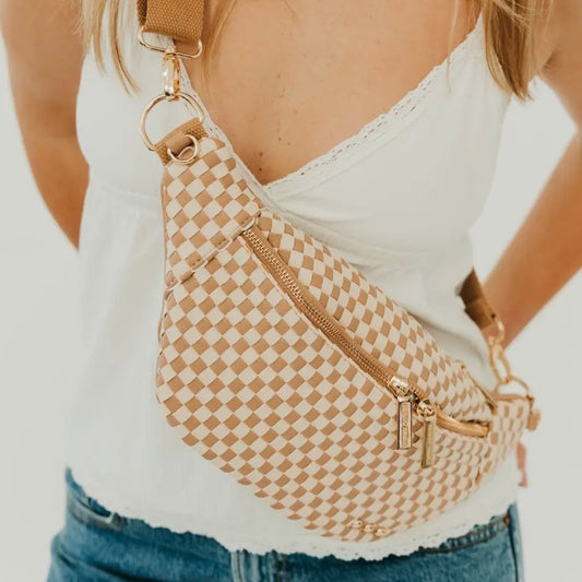 Woven Checkered Tan Sidekick Bum Bag