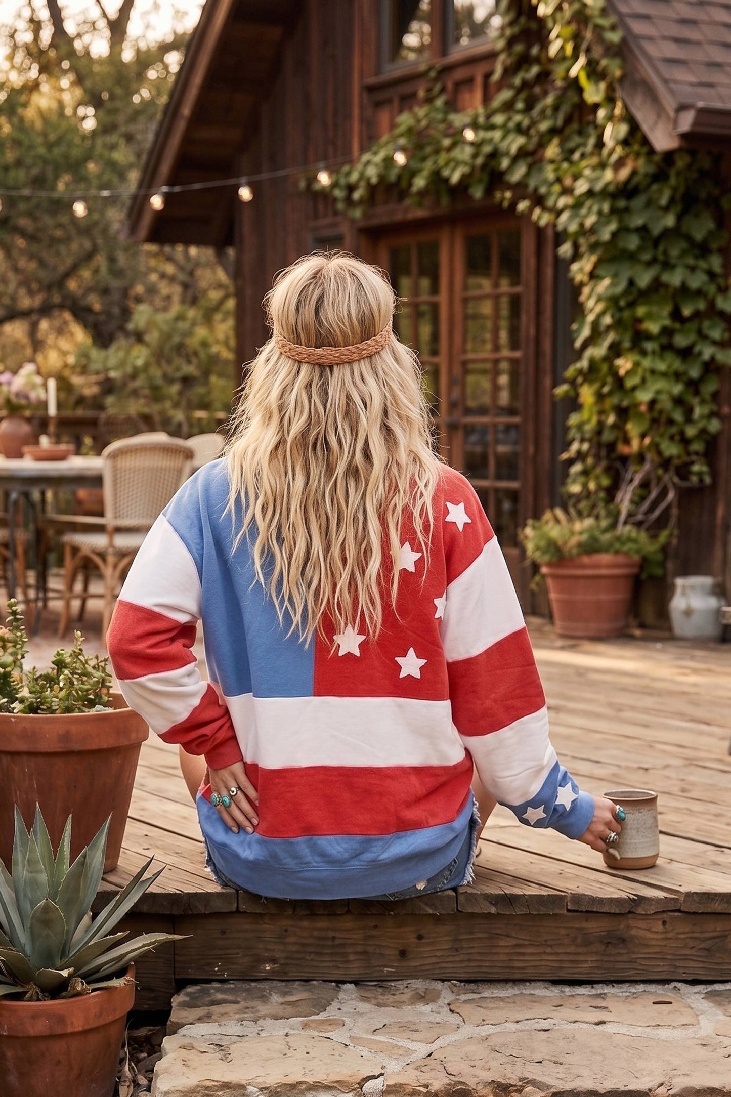 Mineral Washed Americana Flag Crewneck
