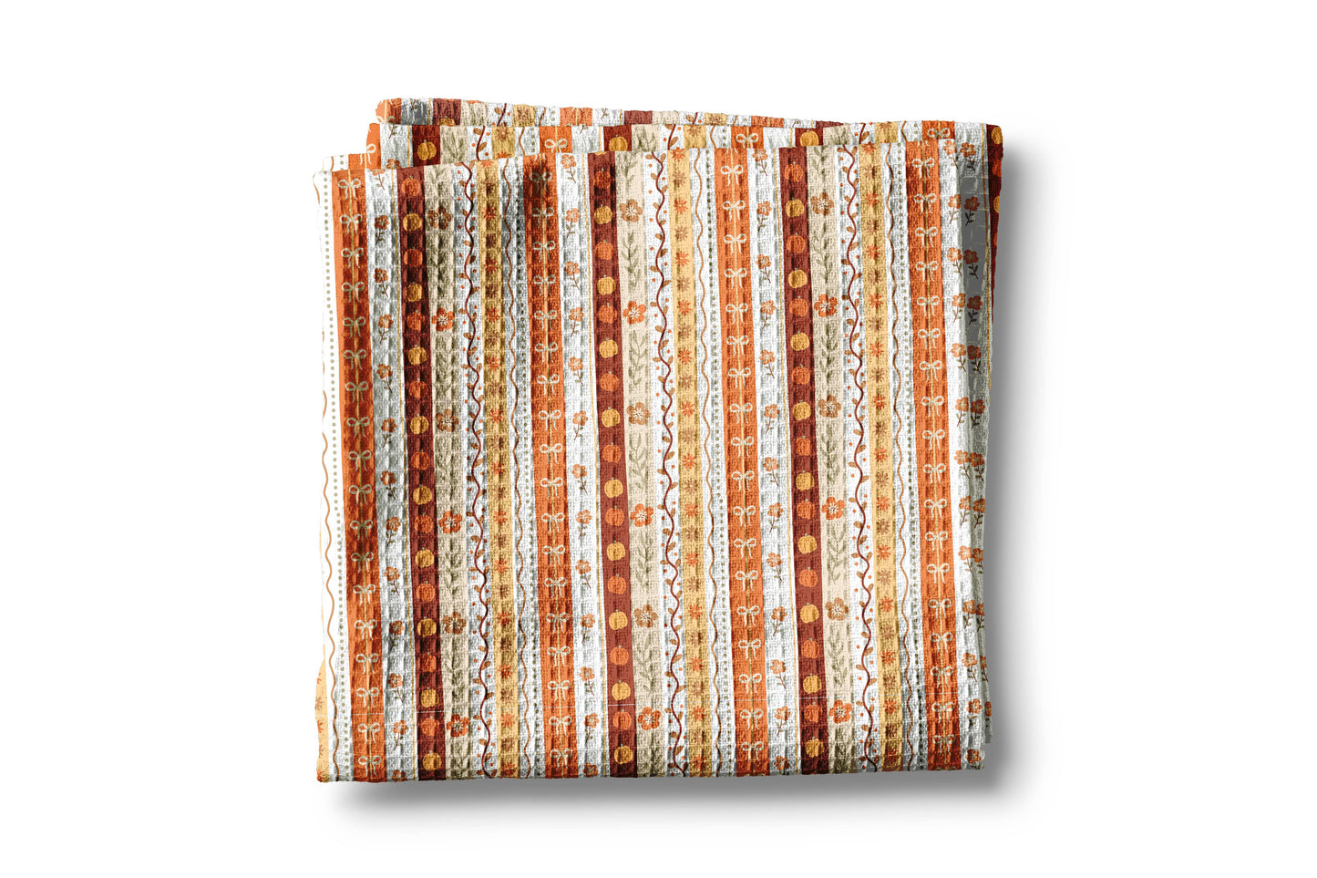 Fall Floral Stripe Kitchen Towel Waffle