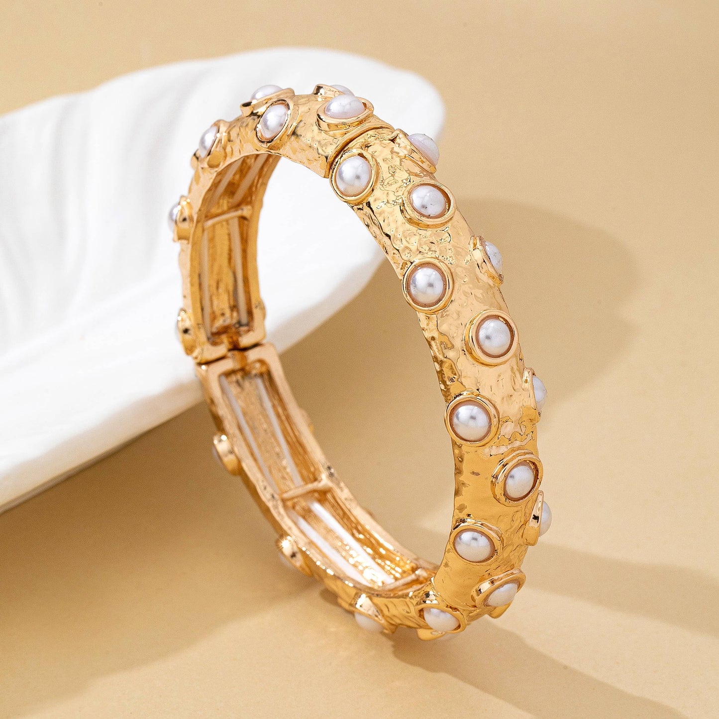 Vintage Gold and Pearl Embellished Bangle
