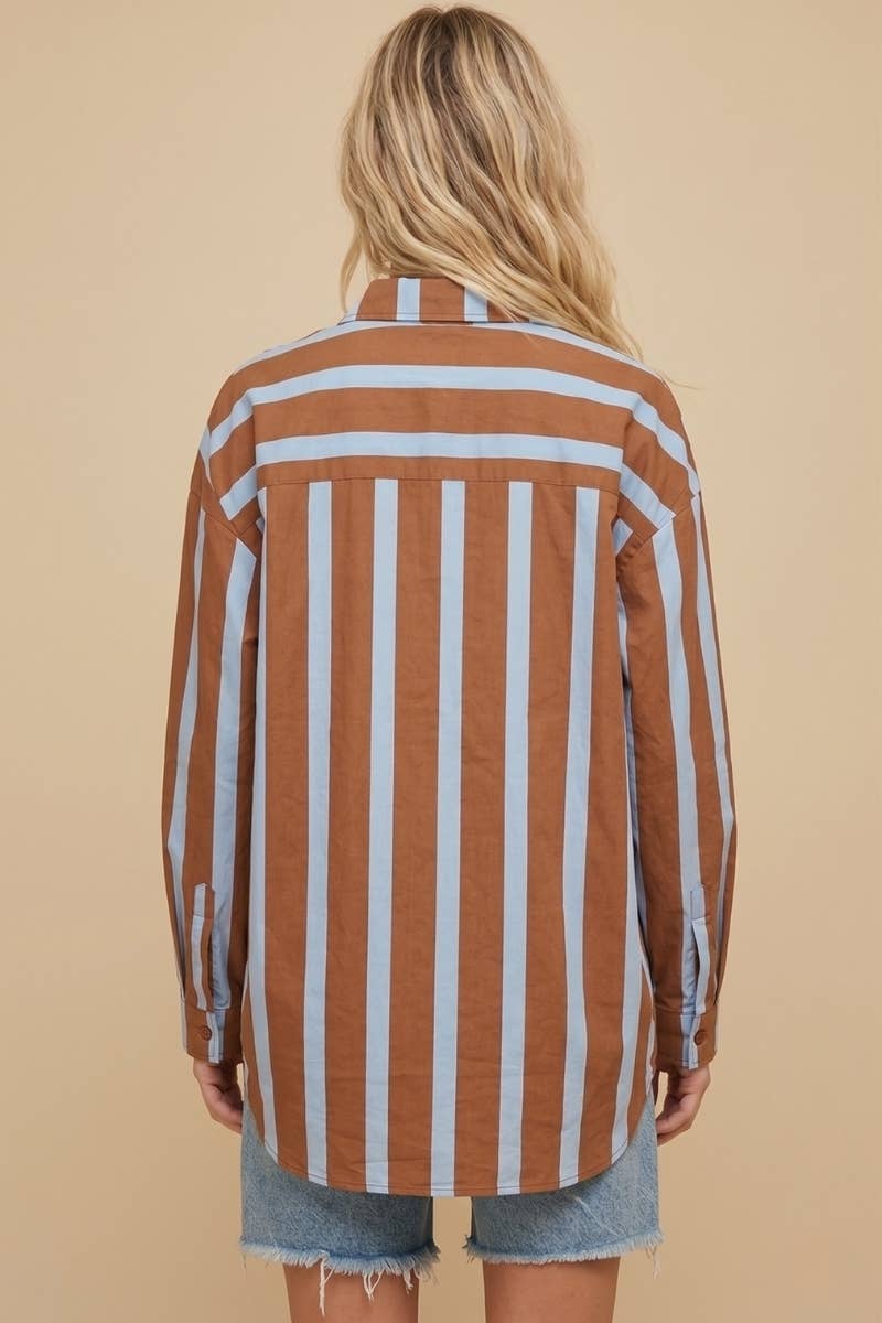 Oversized Striped Button Down