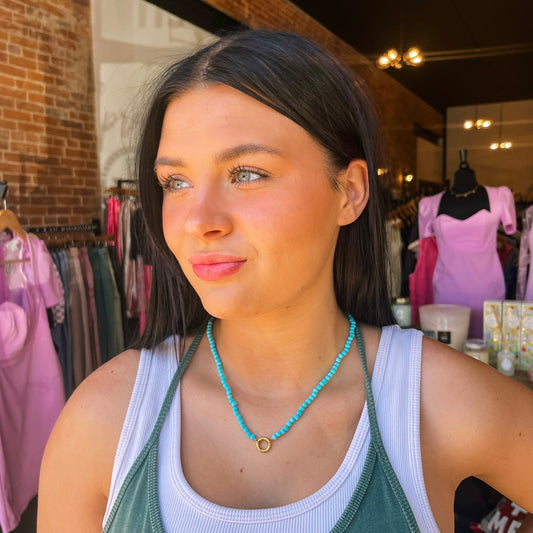 Semi Precious Natural Stone Charm Keeper Necklace