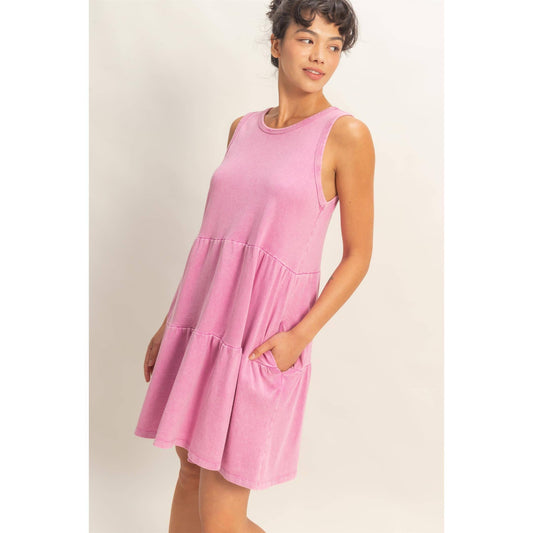 Sleeveless Crewneck Tiered Mini Dress