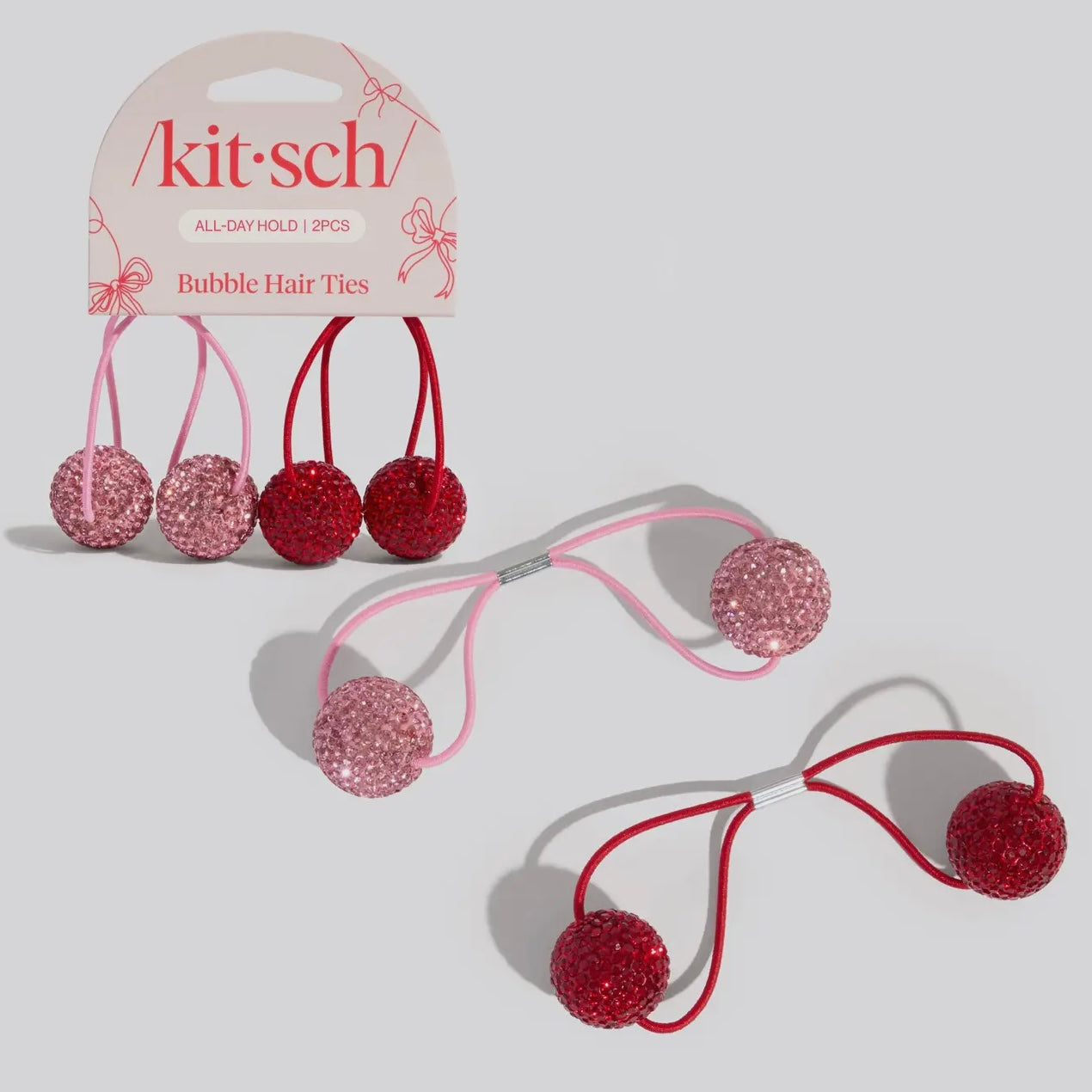 Kitsch Holiday Bubble Hair Ties 2pc Set