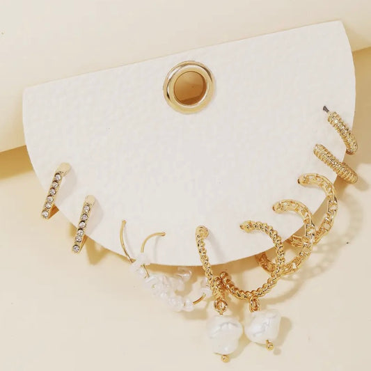 Mixed Style Pearl Beads Earring Set