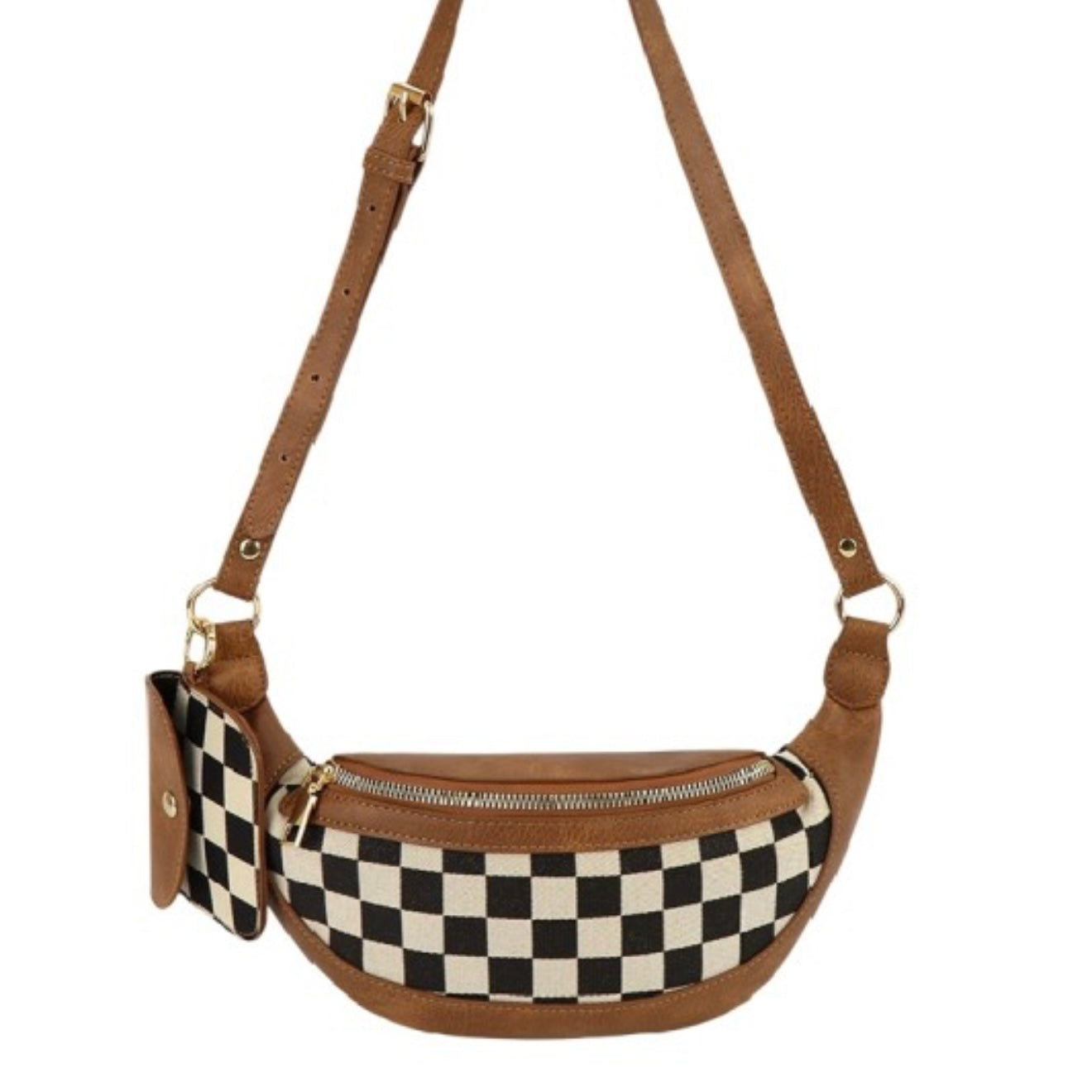 Checkered Crossbody Fanny Pack & Wallet