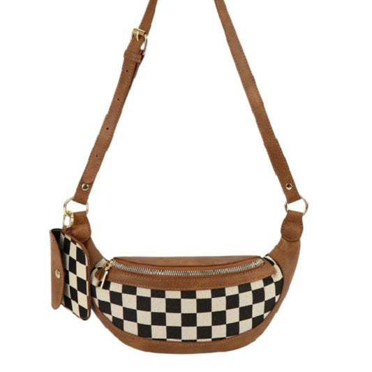 Checkered Crossbody Fanny Pack & Wallet