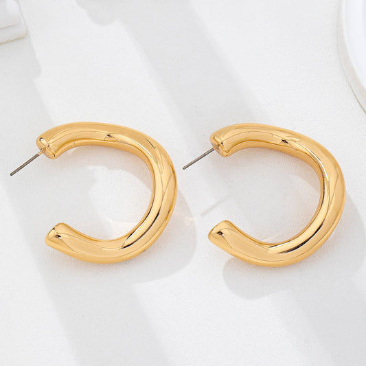 Bold Chunky Gold-Tone U-Shape Hoop Earrings