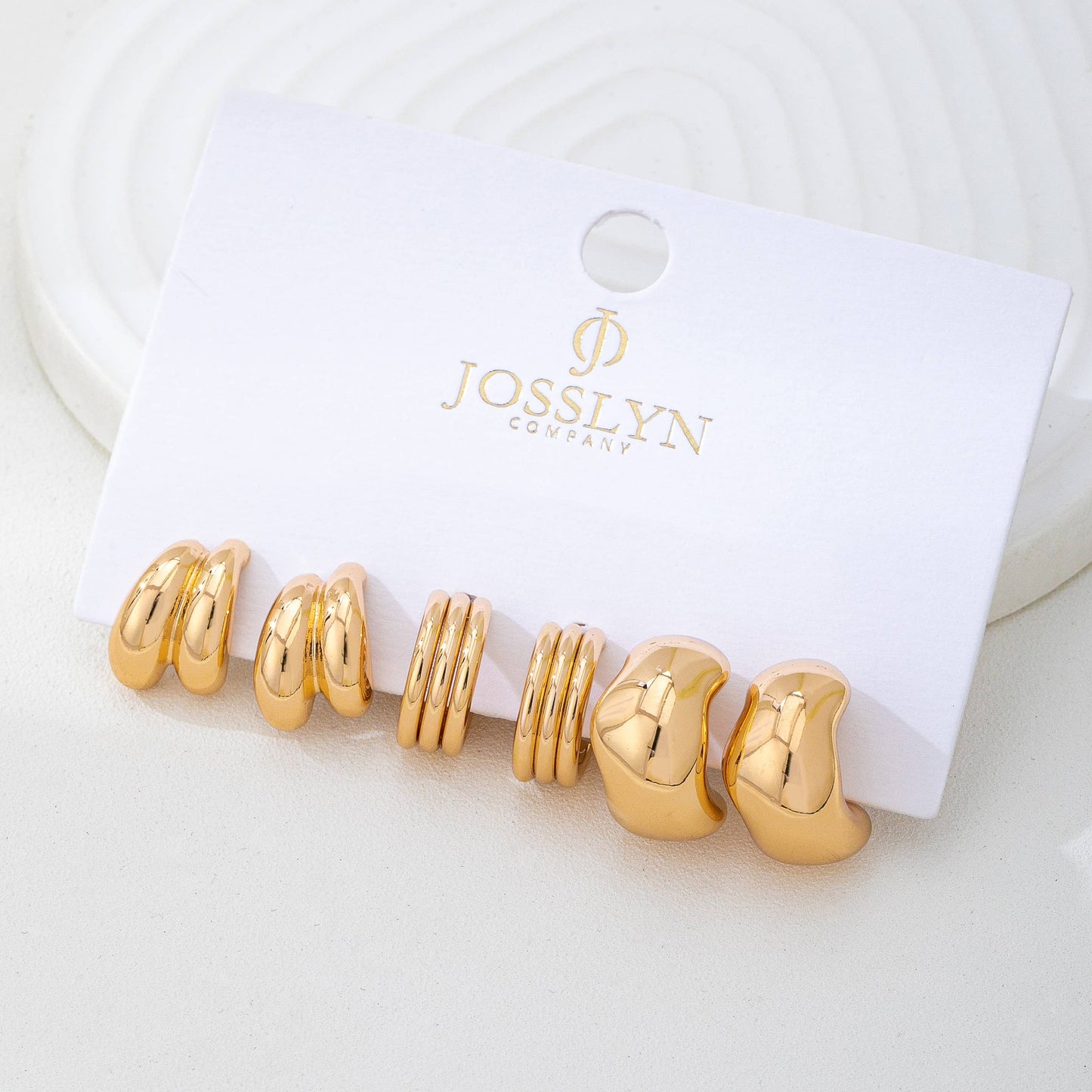 Sculptural Gold-Tone Hoop Earring Set