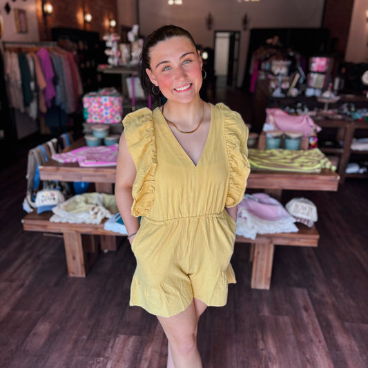 Ruffled Sleeve Romper