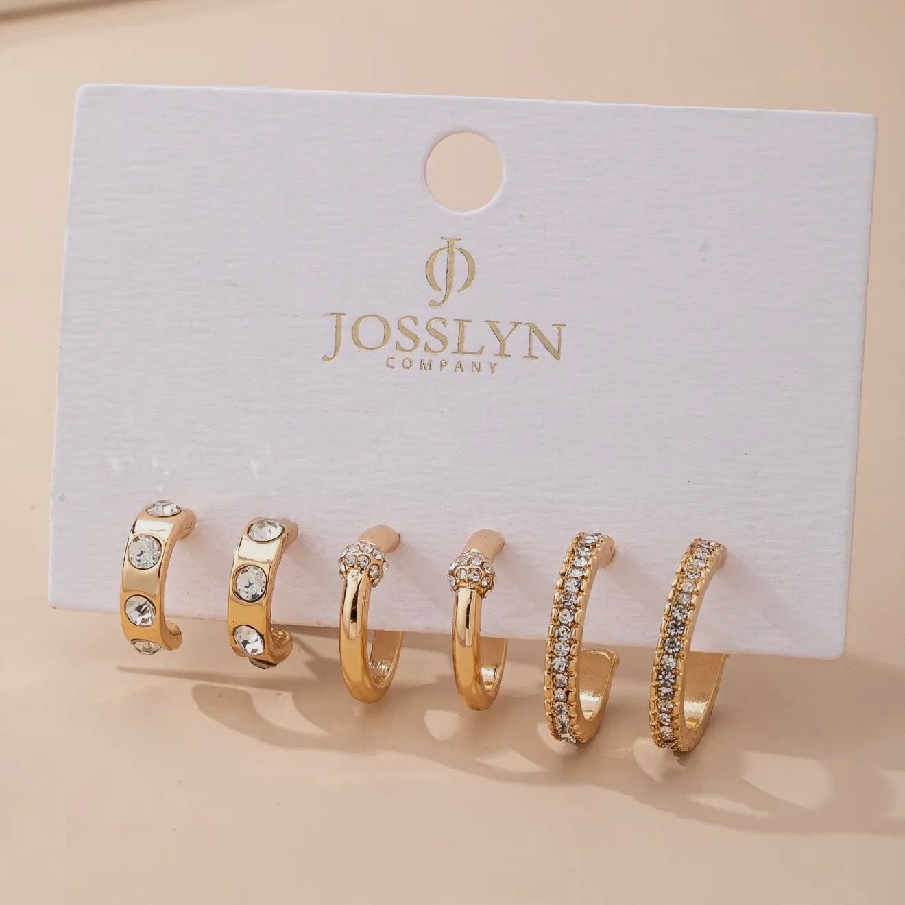 Gold Tone Crystal Huggie Hoop Set