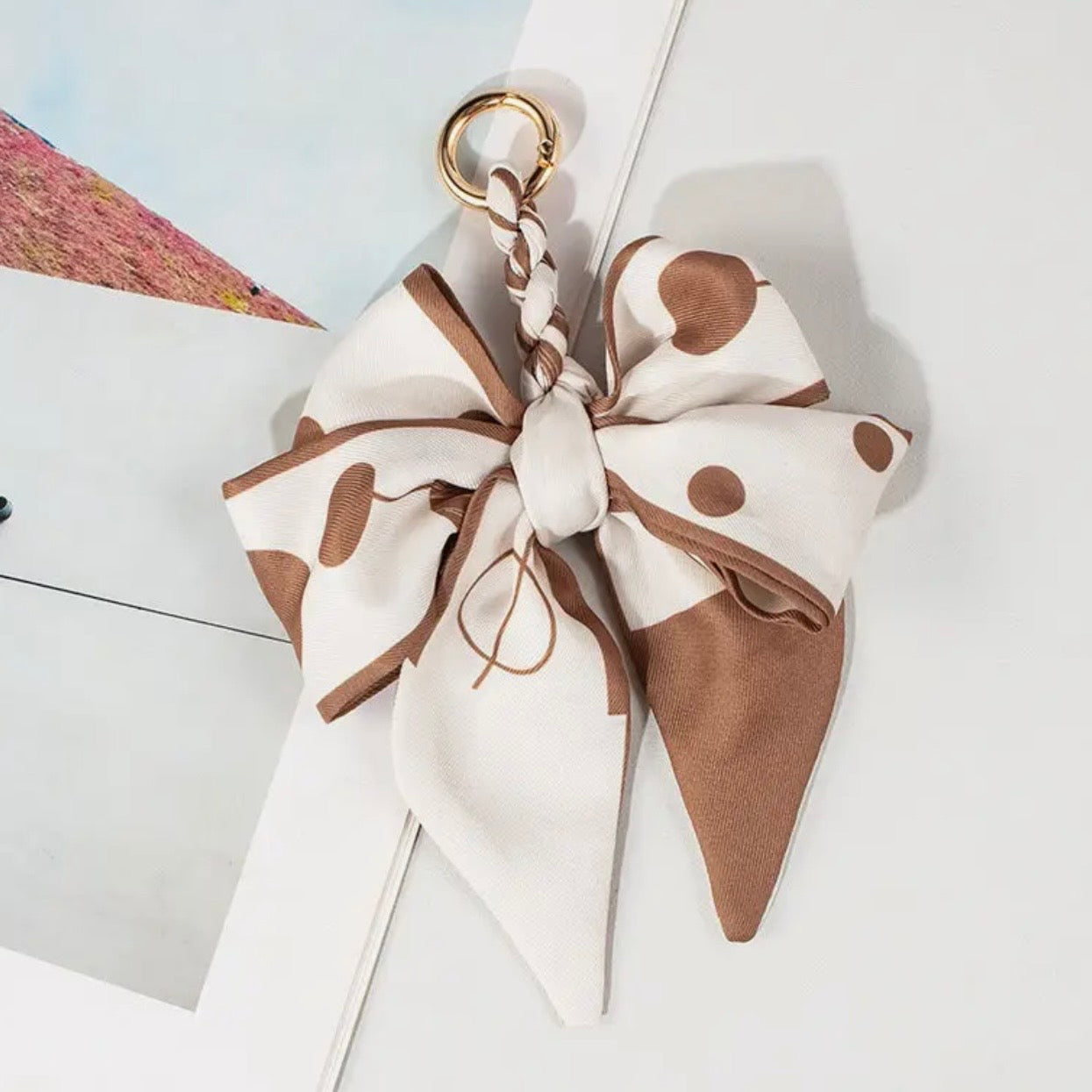 Vintage Print Bow Scarf Bag Charm