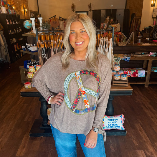 Dolman Sleeve Peace Sign Top