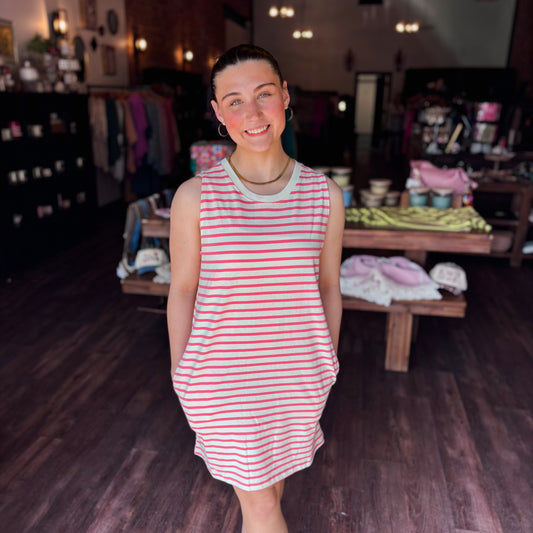 Striped Sleeveless Mini Dress