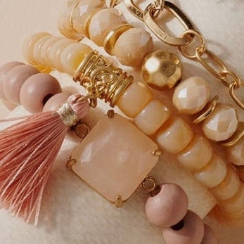 Stone Bead Tassel Bracelet Set
