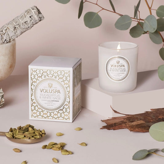 Voluspa Eucalyptus & White Sage Classic Boxed Candle