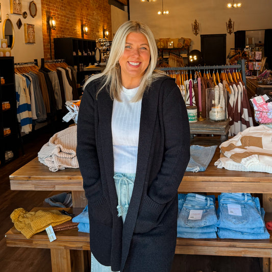 Hooded Open Front Sweater Cardigan