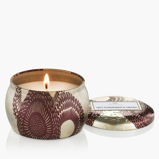 Voluspa Gilt Pomander & Hinoki Mini Tin Candle